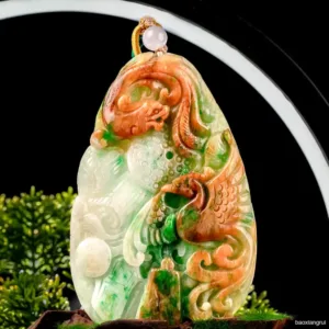 Carved jade pendant with dragon motif.