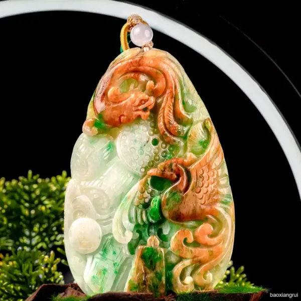 Carved jade pendant with dragon motif.