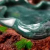 Close-up of green carved jade sculpture.